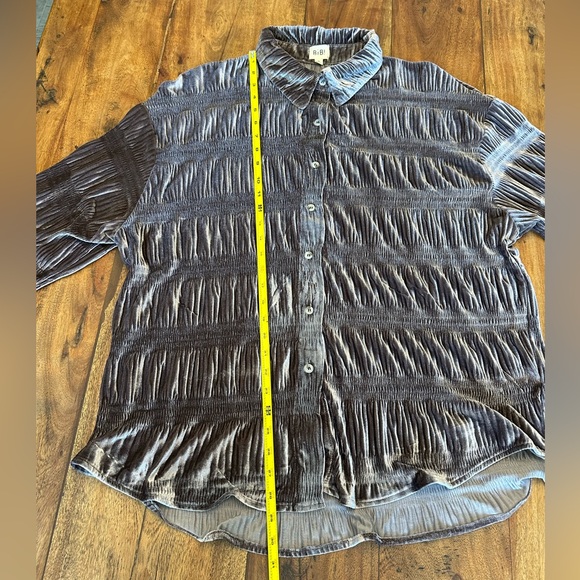 ☀️ ANTHROPOLOGIE BiBi Velvet Wrinkle Effect Tiered Shirring Long Sleeve - Picture 6 of 7